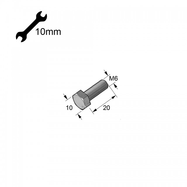 HEXAGON HEAD STEEL BOLT M6x20